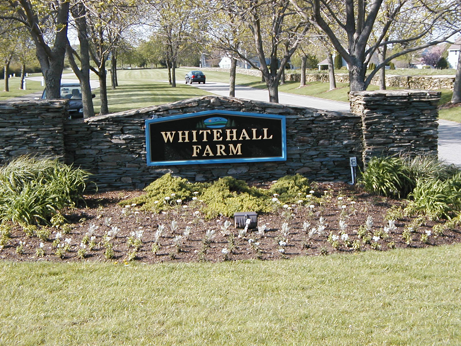 Photo of Whitehall Farm entrance sign.